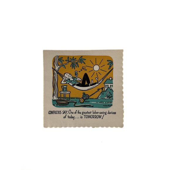 Vintage Cocktail Napkins - Confucius MCM - Illustrated Funny Kitsch - 1950s - Picture 10 of 13